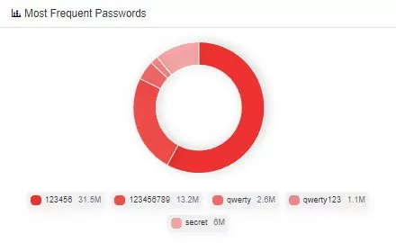 Most frequent passwords in SOCRadar XTI Platform