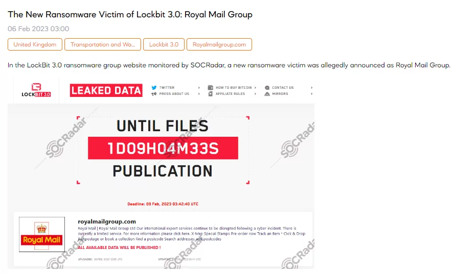 On February 6, a SOCRadar dark web researcher found a post that the