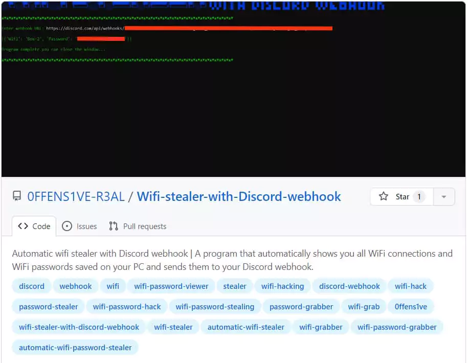GitHub share of stealer with Discord webhook
