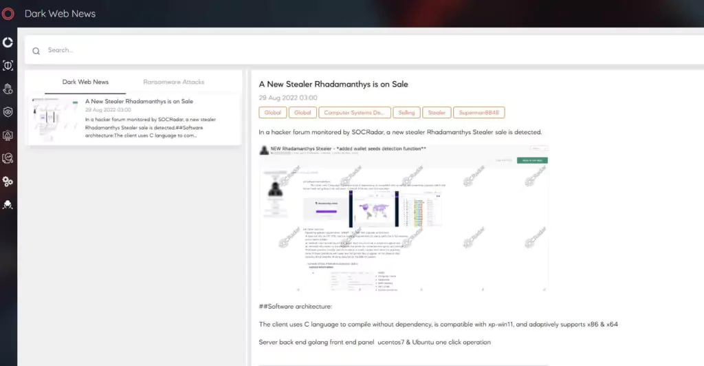 Rhadamanthys Stealer Post on SOCRadar Platform