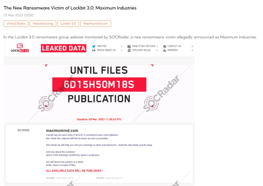 SOCRadar detected a post claiming that