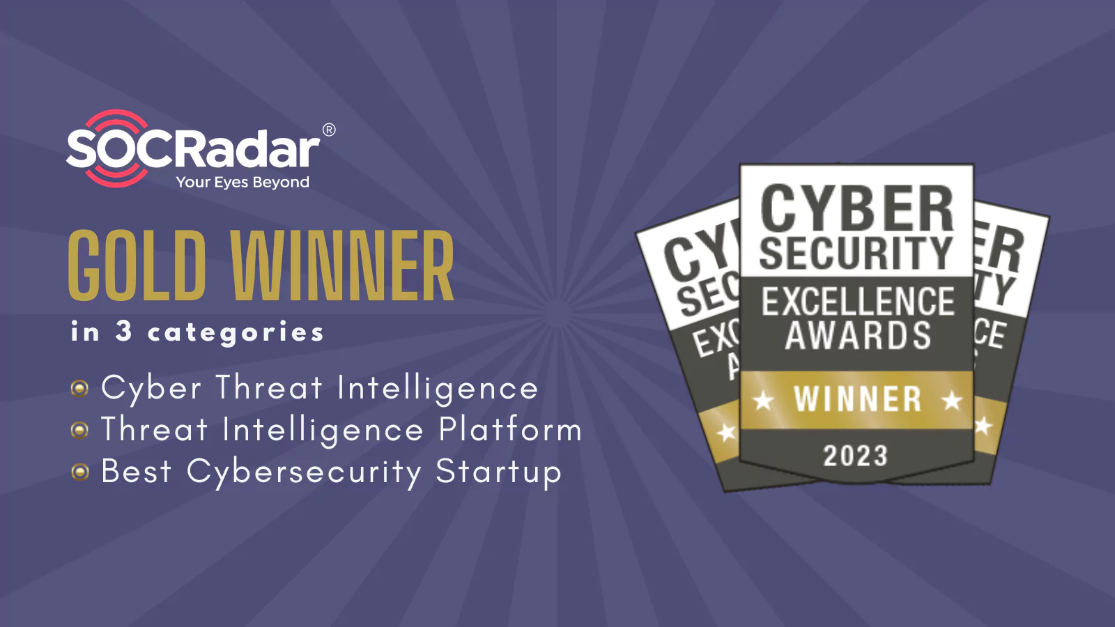 SOCRadar is the Gold Winner of Three Cybersecurity Excellence Awards