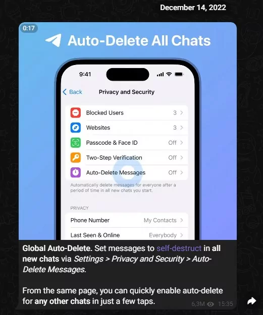 Telegram post mentioned the