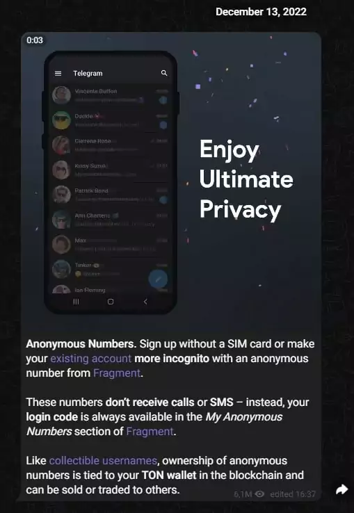Telegram post mentioned the