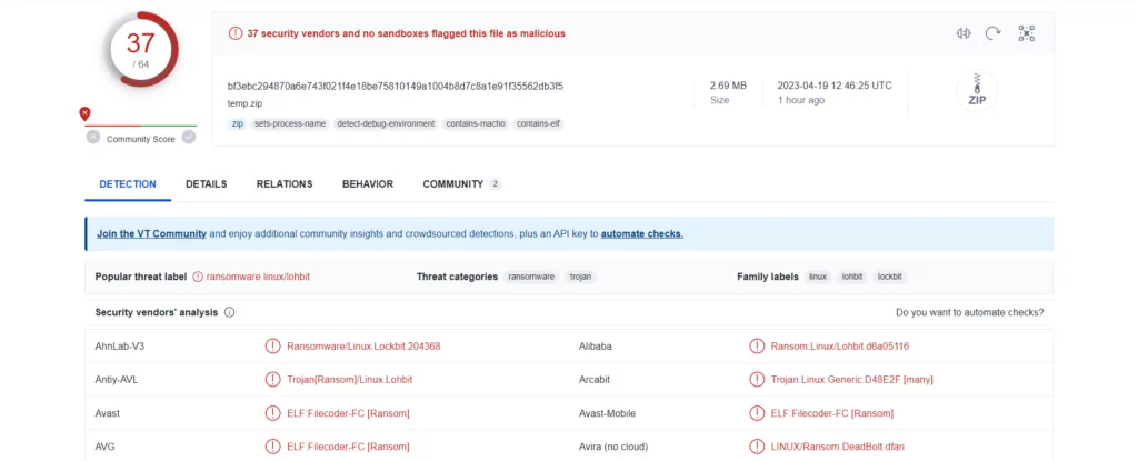 MacOS/Linux ransomware strain of LockBit.