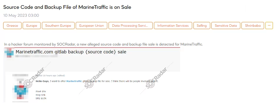 On May 10, a SOCRadar researcher identified a post where a threat actor claimed to have a