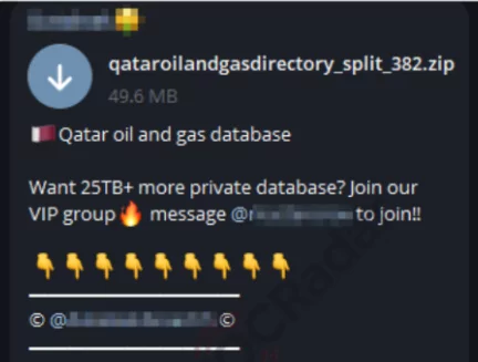 Alleged data leak belonging to Qatar Oil and Gas companies.
