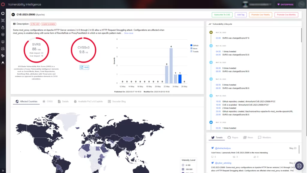 SOCRadar Vulnerability Intelligence module
