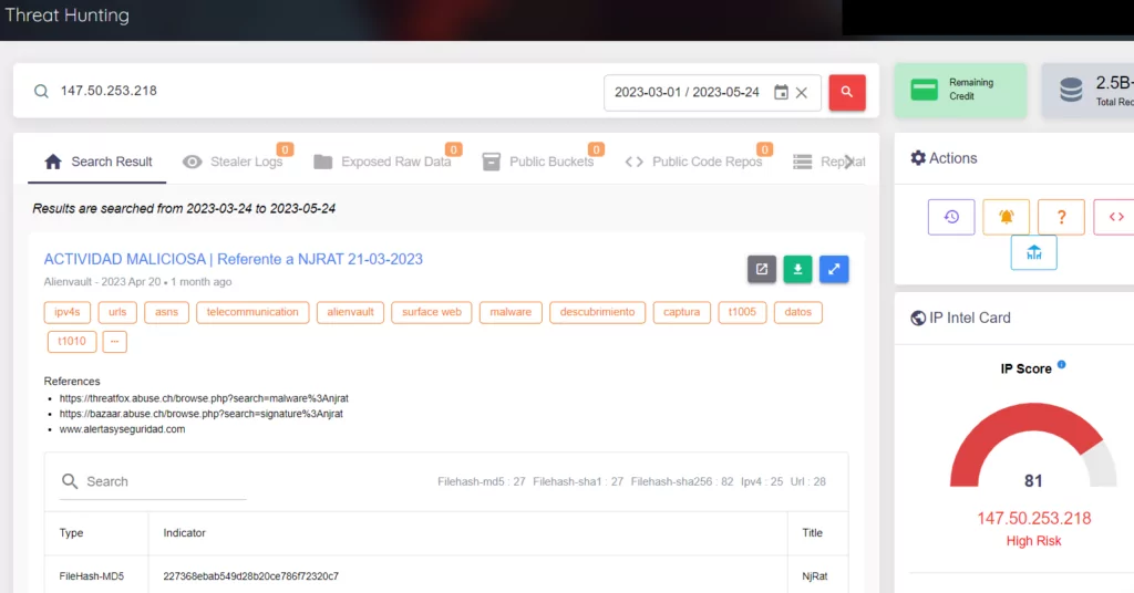 Apart from the SOCRadar Platform, you can easily access ASN, country, and other