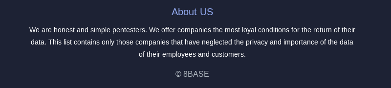 “About US” section of 8Base Ransomware