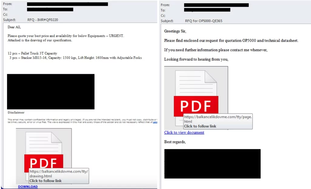 Example phishing email, search-ms