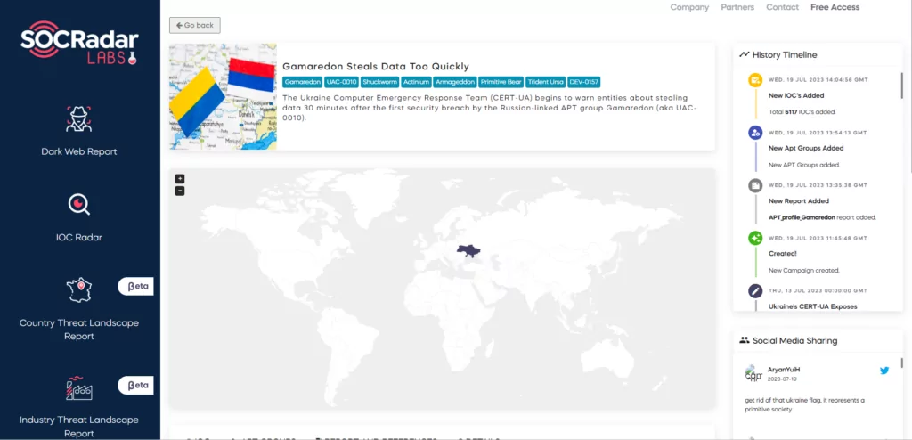 Figure 2. SOCRadar Labs Campaigns, Gamaredon
