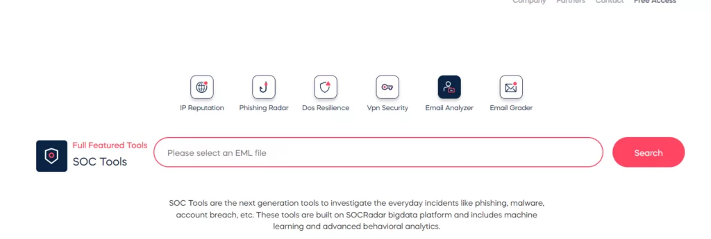 SOCRadar Labs, Email Analyzer