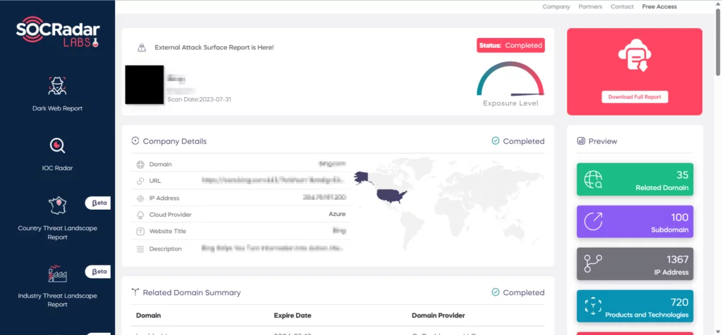 Explore your attack surface and get a free report!