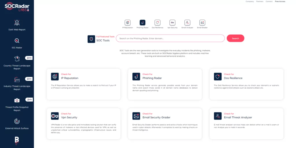 SOCRadar's SOC Tools, available for free under SOCRadar LABS