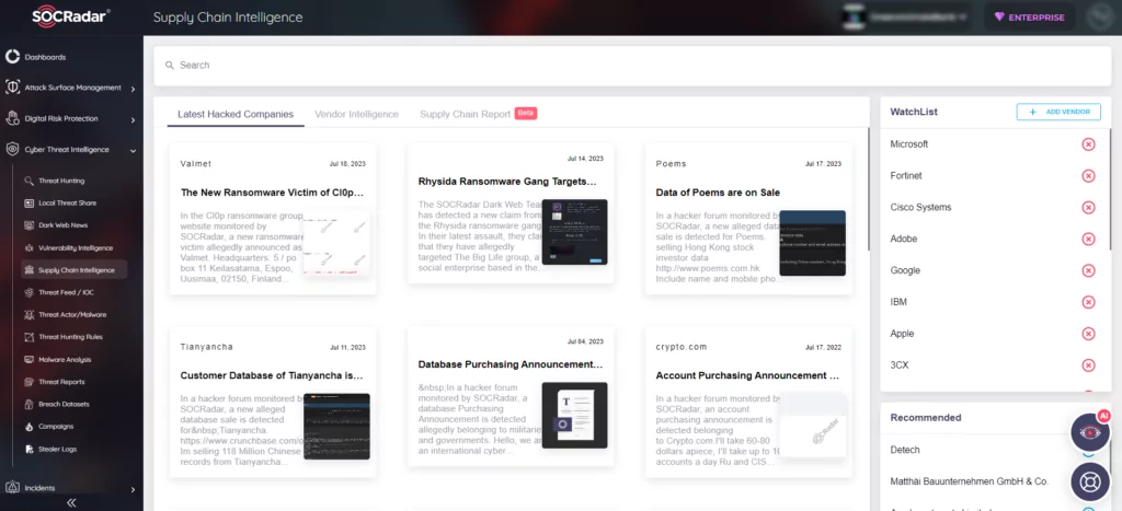 SOCRadar Supply Chain Intelligence 