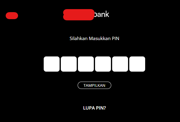 The banking OTP screen