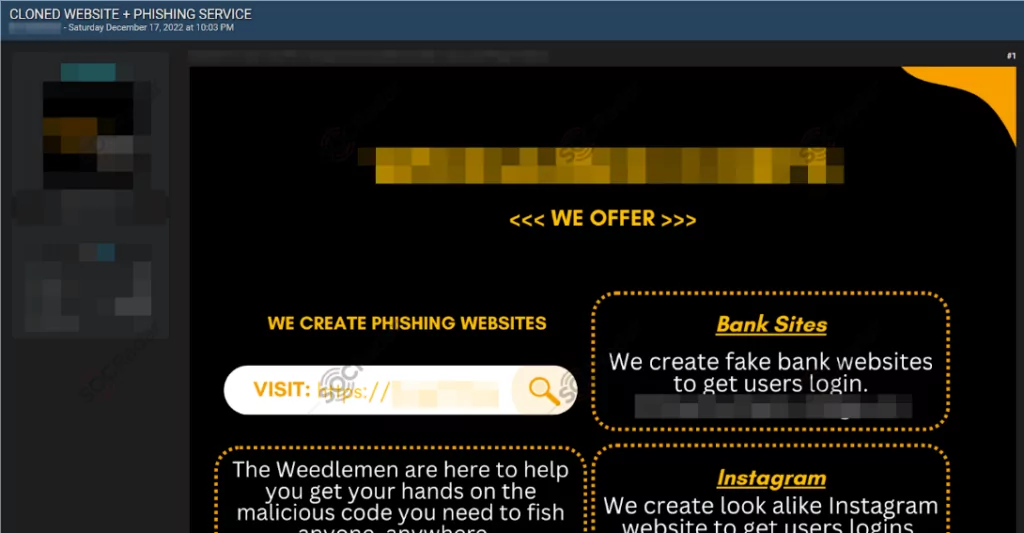 A new PhaaS detected in a dark web forum by (Source: SOCRadar)