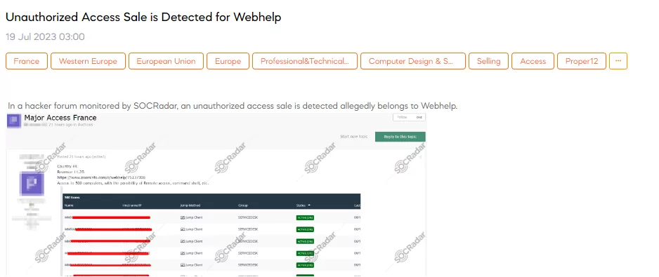 A SOCRadar dark web analyst has detected a post that