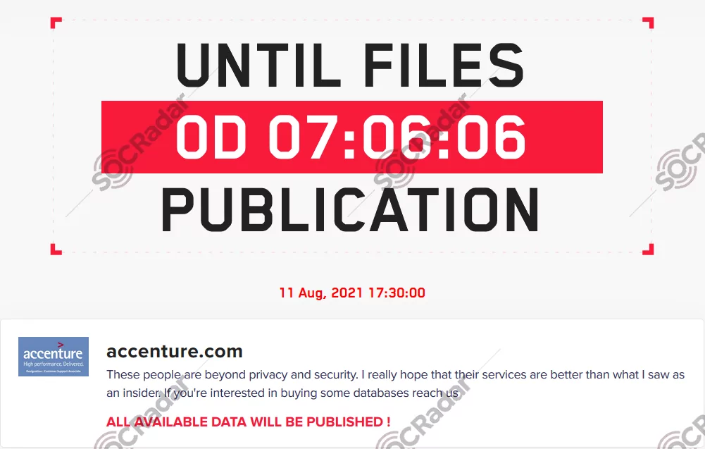 LockBit’s announcement for incident of accenture.com, Ransomware