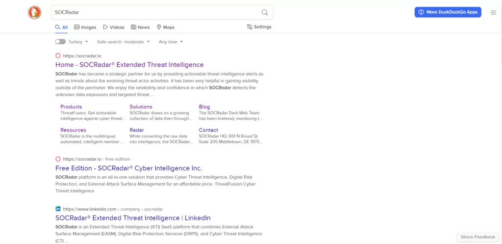 DuckDuckGo’s search query