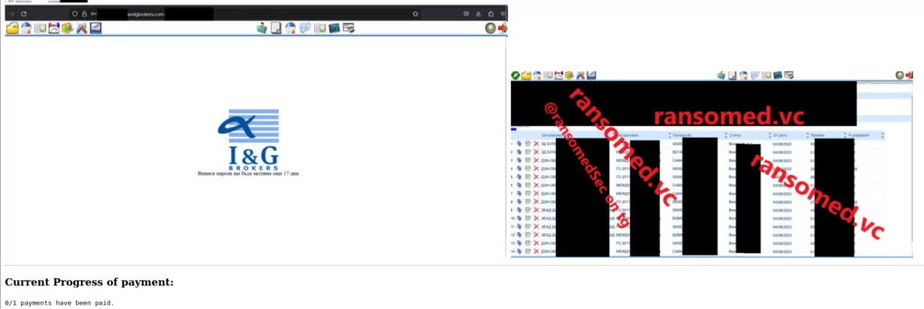 Figure 13. I&G Broker House’s screenshots of Ransomed.vc