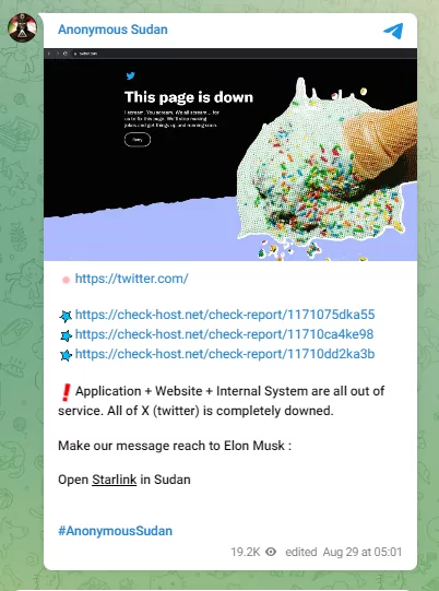 X (Twitter) was downed (Source)