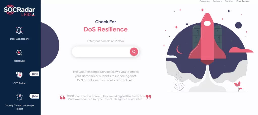 Fig. 6. SOCRadar LABS’ DoS Resilience Service (Source: