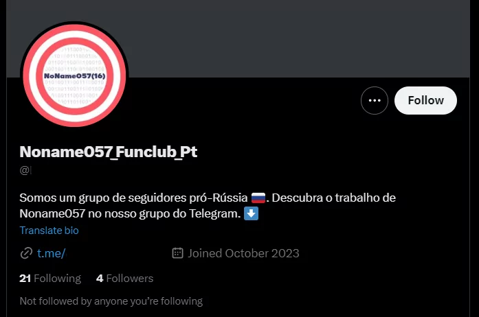 Twitter page of Number 1 NoName057 Fan