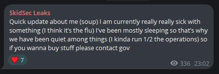 SkidSec’s Telegram post