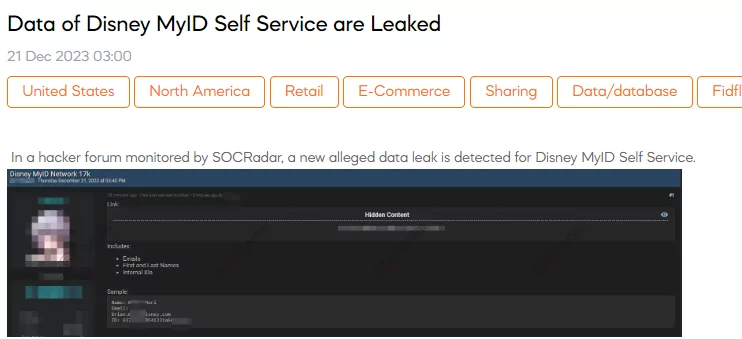 Data of Disney MyID Self Service are Leaked, disney nissan the economist