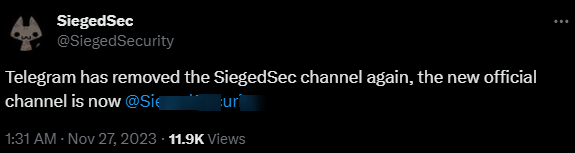 Fig. 5. SiegedSec’s X Post