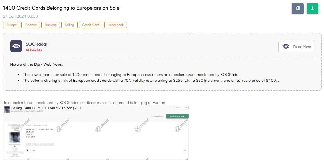 1,400 Credit Cards Belonging to Europe are on Sale