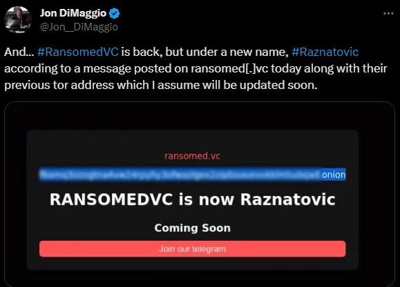 Fig. 3. RandomedVC’s name change announcement (Source: X)