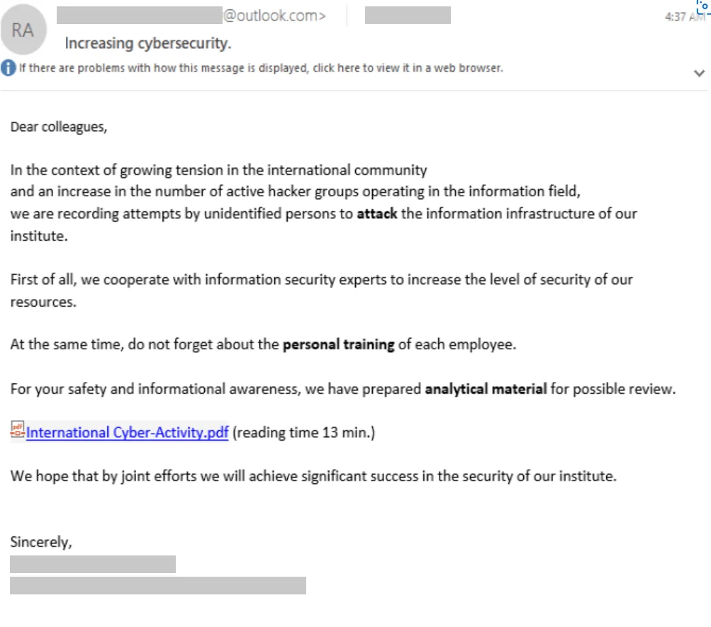 The Delivery of the Malicious File (Microsoft)