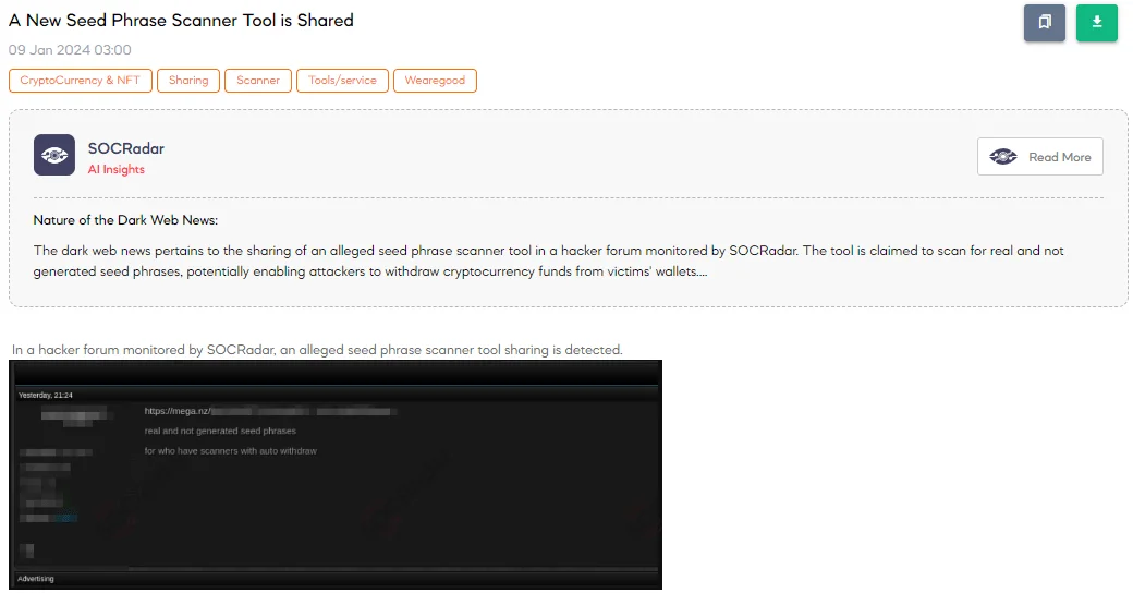 A New Seed Phrase Scanner Tool is Shared