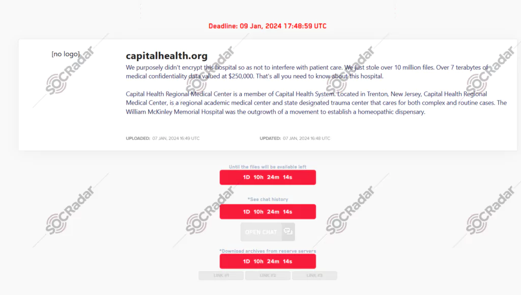 Announcement of LockBit, us healthcare