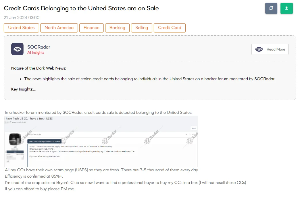 Credit Cards Belonging to the United States are on Sale