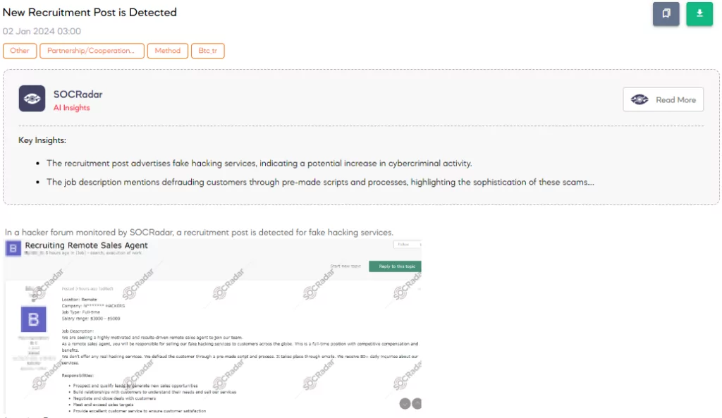 New Recruitment Post is Detected