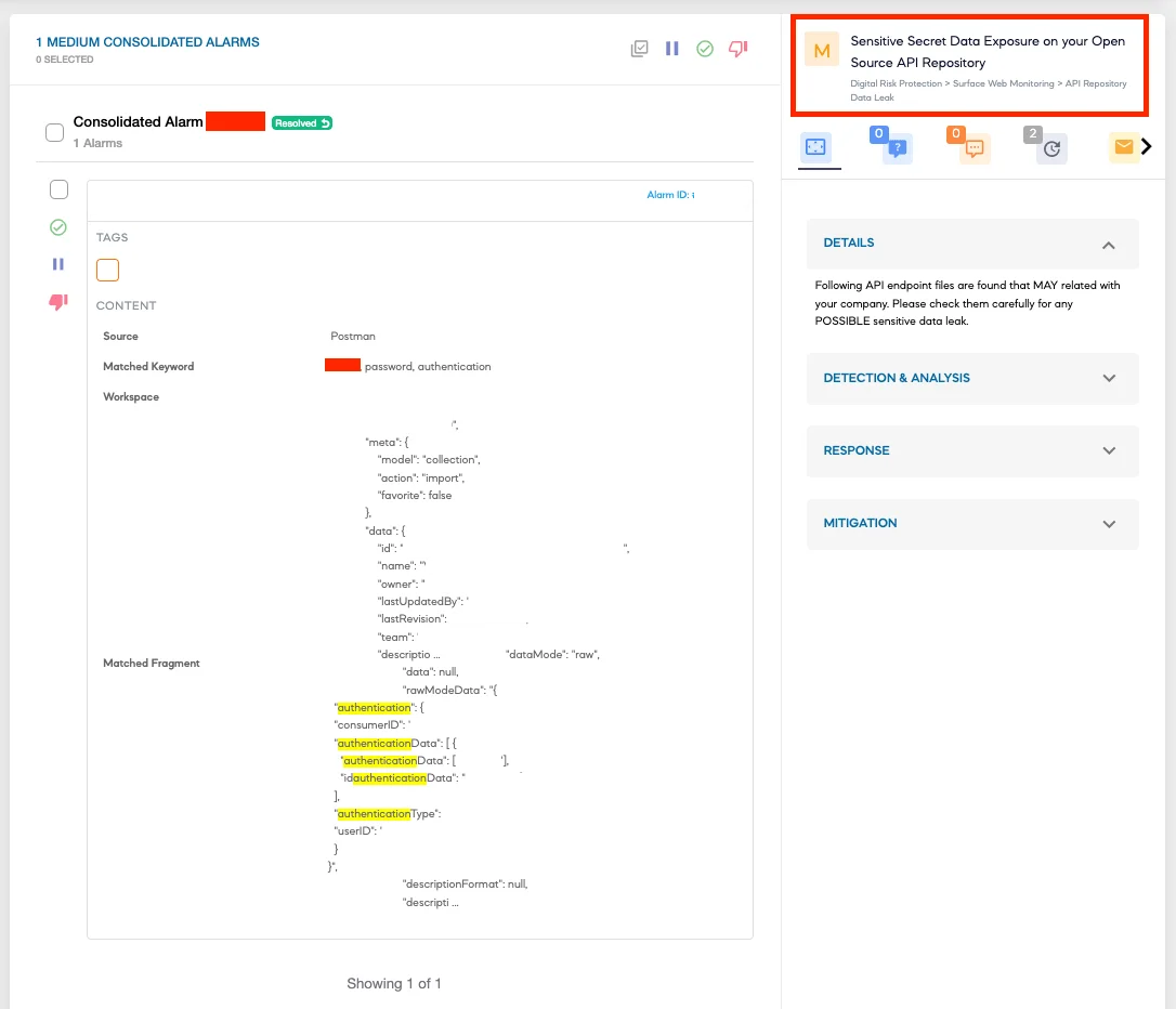 SOCRadar Alarm: Sensitive Secret Data Exposure on Open-Source API Repository
