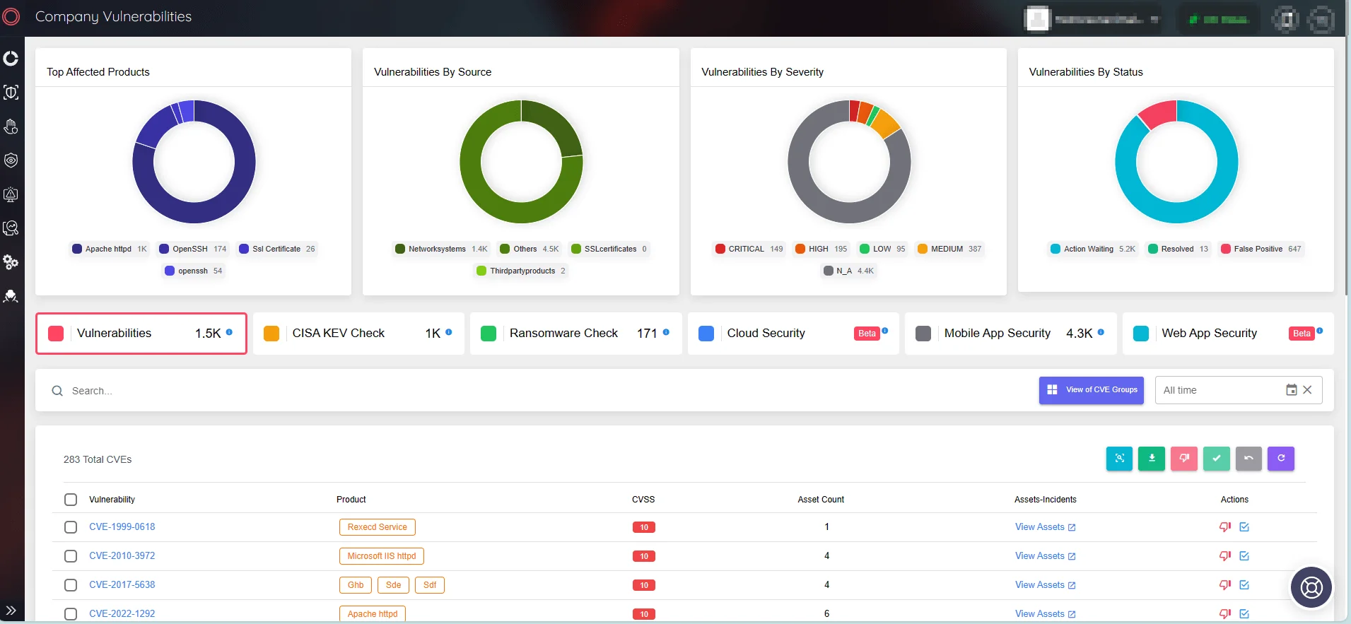 SOCRadar ASM/Company Vulnerabilities
