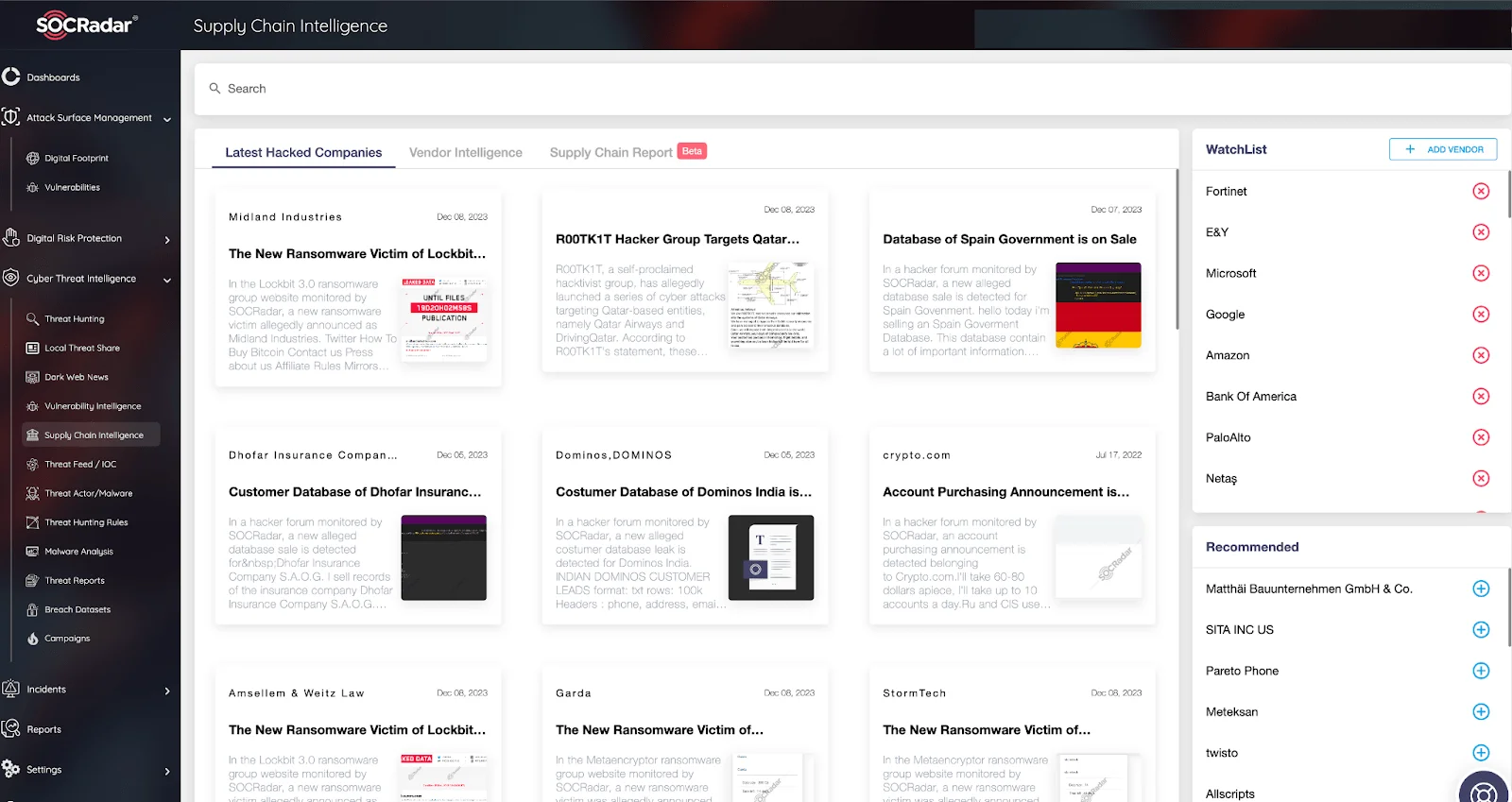 SOCRadar Supply Chain Intelligence Module
