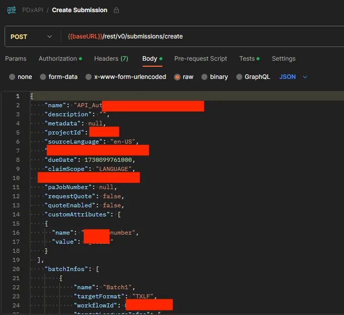 Variables Seen in a Submission Creation