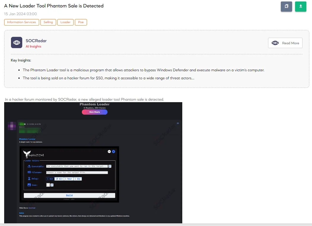 A New Loader Tool Phantom Sale is Detected
