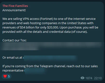 Unauthorized VPN Access Sales Detected for Multiple Companies