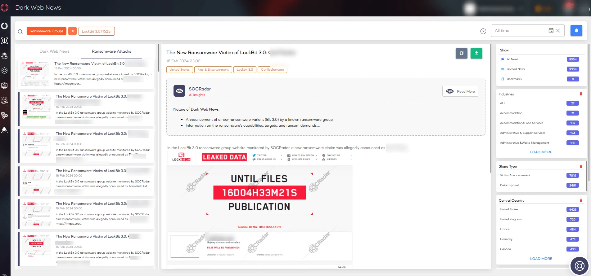 Fig. 16. SOCRadar Dark Web News