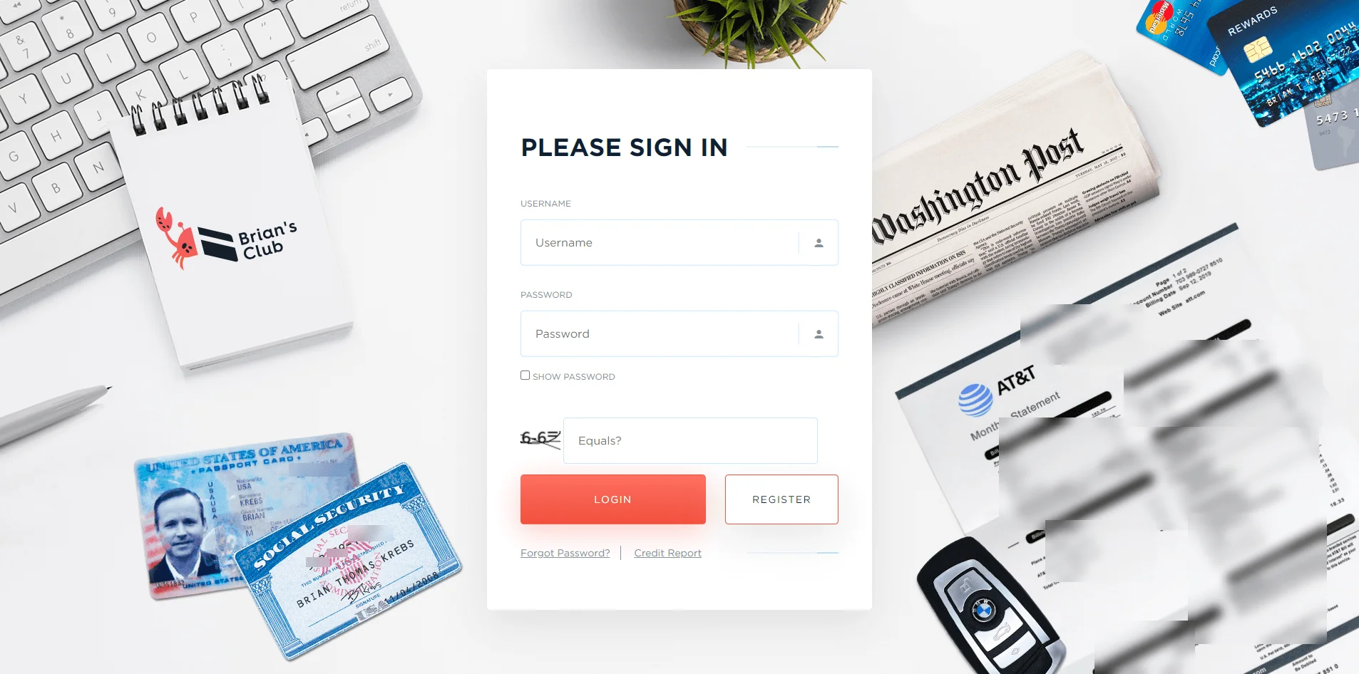 Fig. 2. BriansClub login screen