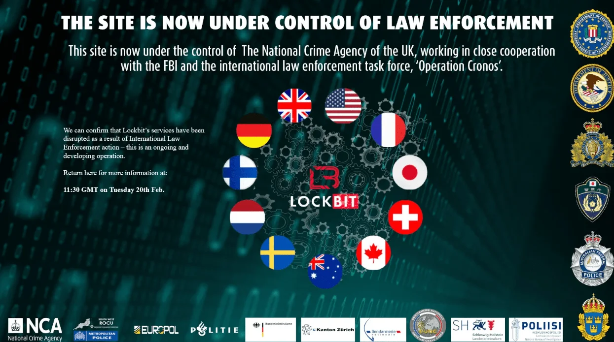 Fig. 3. Announcement of a seizure on LockBit's dark web platform