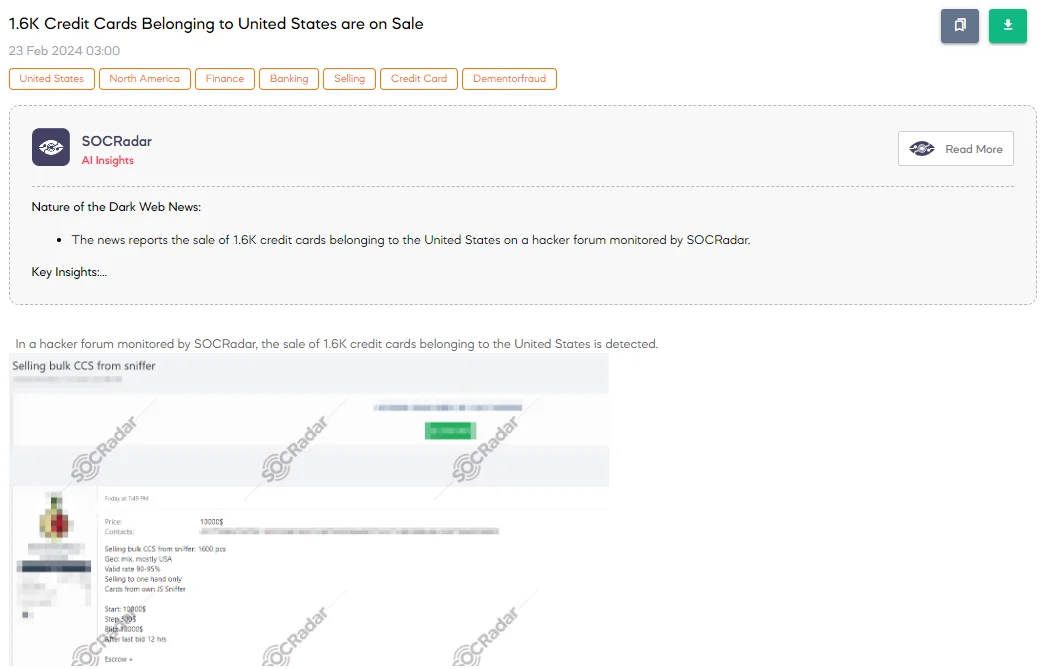 1.6K Credit Cards Belonging to the United States Are on Sale